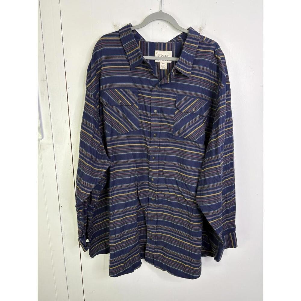 True Nation Shirt Mens 5XL Snap Button Up Western Country Rancher Flap Pockets